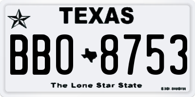 TX license plate BBO8753