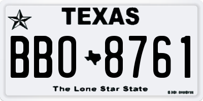 TX license plate BBO8761