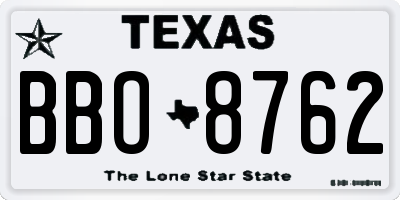 TX license plate BBO8762
