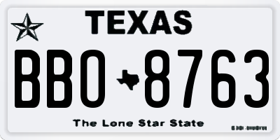 TX license plate BBO8763