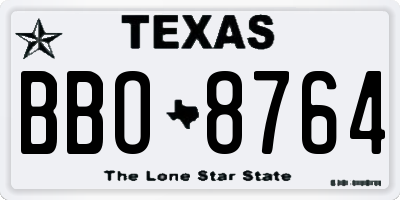 TX license plate BBO8764