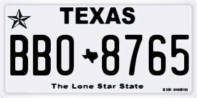 TX license plate BBO8765