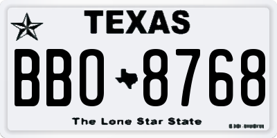 TX license plate BBO8768