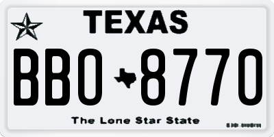 TX license plate BBO8770