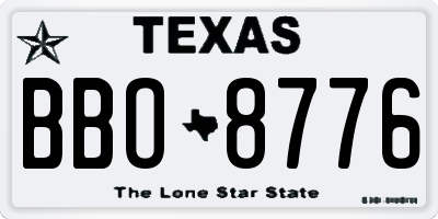 TX license plate BBO8776