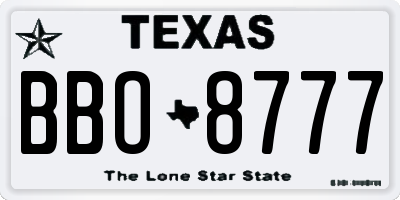 TX license plate BBO8777