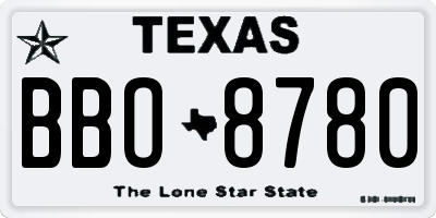 TX license plate BBO8780