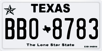 TX license plate BBO8783