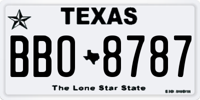 TX license plate BBO8787