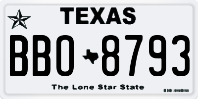 TX license plate BBO8793