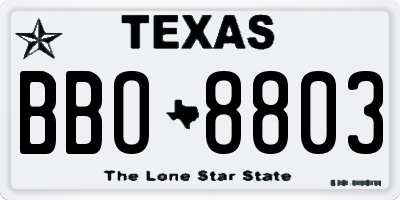 TX license plate BBO8803