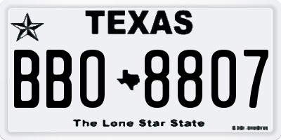 TX license plate BBO8807