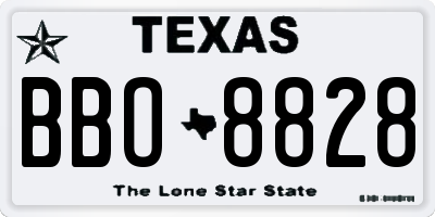 TX license plate BBO8828