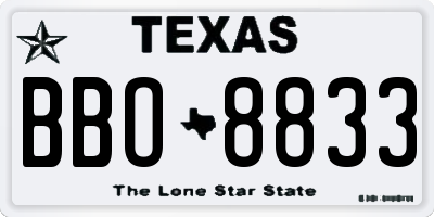 TX license plate BBO8833