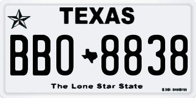 TX license plate BBO8838