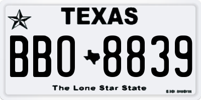 TX license plate BBO8839