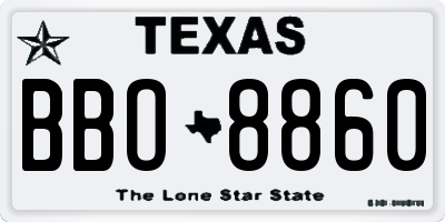 TX license plate BBO8860
