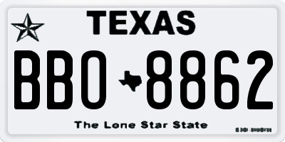 TX license plate BBO8862