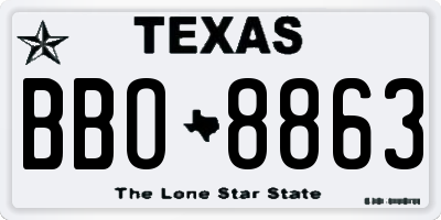 TX license plate BBO8863