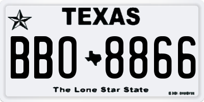 TX license plate BBO8866