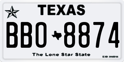 TX license plate BBO8874
