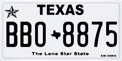 TX license plate BBO8875