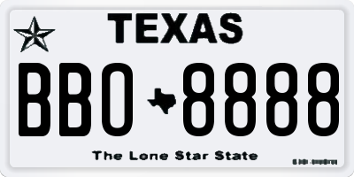 TX license plate BBO8888
