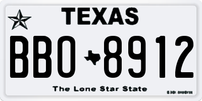 TX license plate BBO8912