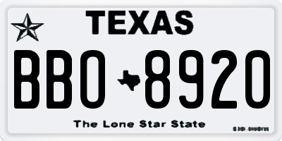 TX license plate BBO8920