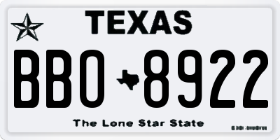 TX license plate BBO8922