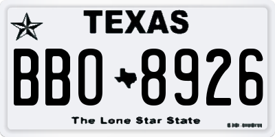 TX license plate BBO8926