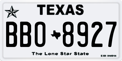 TX license plate BBO8927