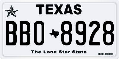 TX license plate BBO8928