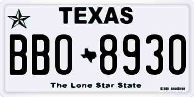 TX license plate BBO8930