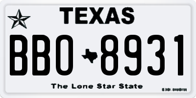 TX license plate BBO8931