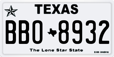 TX license plate BBO8932