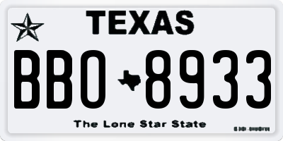 TX license plate BBO8933