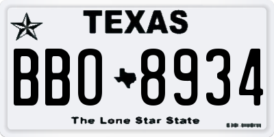TX license plate BBO8934