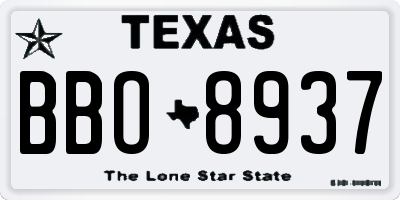 TX license plate BBO8937