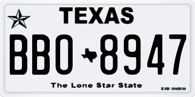 TX license plate BBO8947