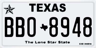 TX license plate BBO8948