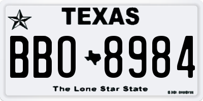 TX license plate BBO8984