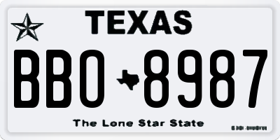 TX license plate BBO8987