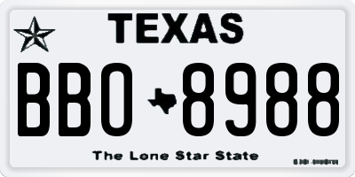 TX license plate BBO8988