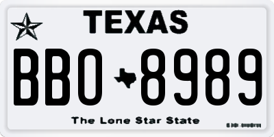 TX license plate BBO8989