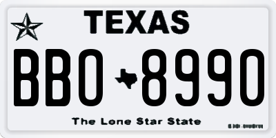 TX license plate BBO8990