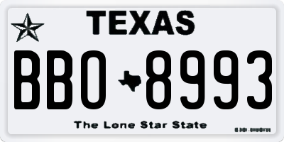 TX license plate BBO8993