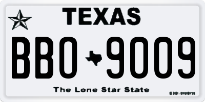TX license plate BBO9009