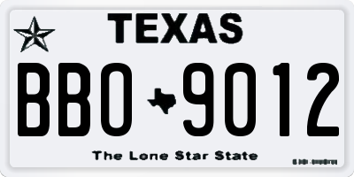 TX license plate BBO9012