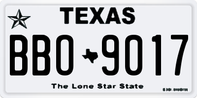 TX license plate BBO9017